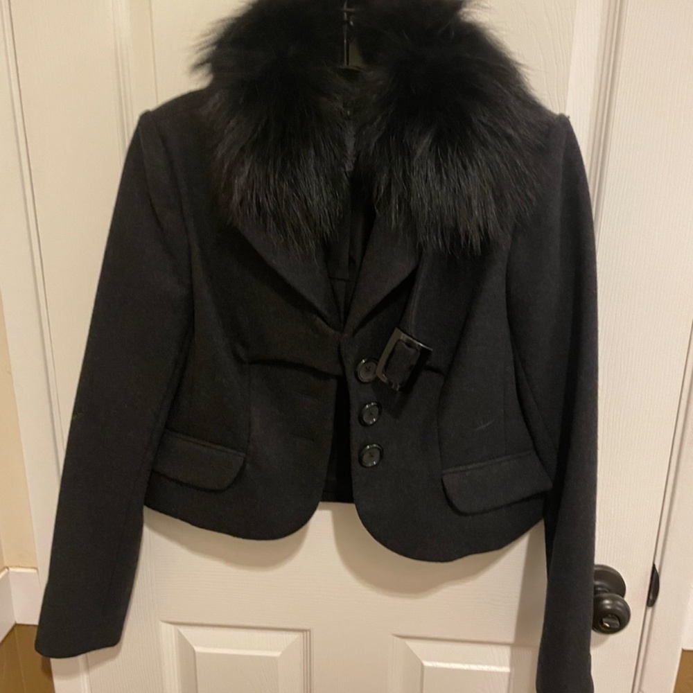 Robert Rodriquez wool jacket with fur collar size 4